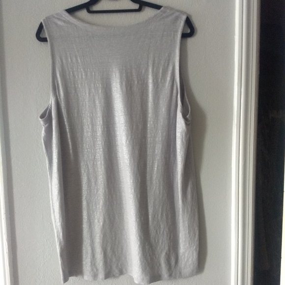 Eileen Fisher Silver Sleeveless, Tunic , 100% Linen Beautiful Shimmer, Size XL - Picture 2 of 5